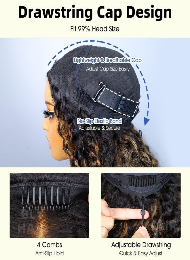 بلاي باروكة شعر طبيعي نصفية مموجة من BLY، 3 في 1، بدون غراء، برباط قابل للطي، مناسبة للنساء، لون 1B، 30 لون، كثافة 180، باروكة بوب قصيرة 16 بوصة - Image 5